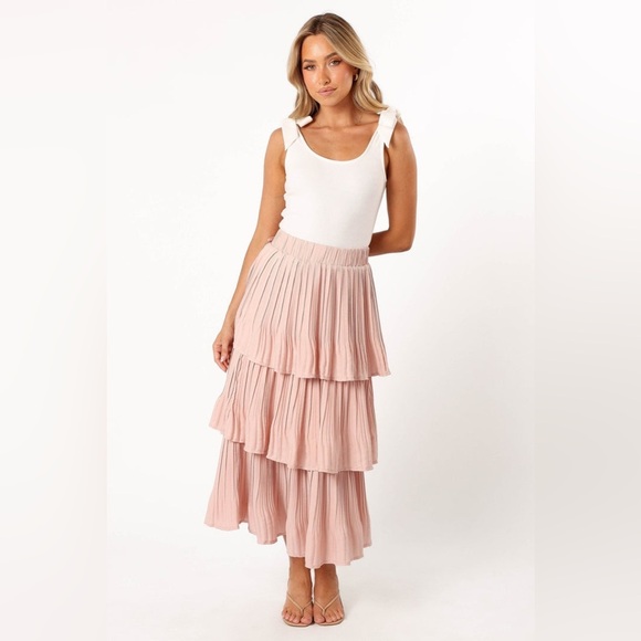 Petal & pup textured tiered maxi skirt mauve nwt - Picture 2 of 5